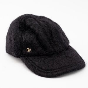 Gucci Mohair Baseball Cat GG Black Hat size M